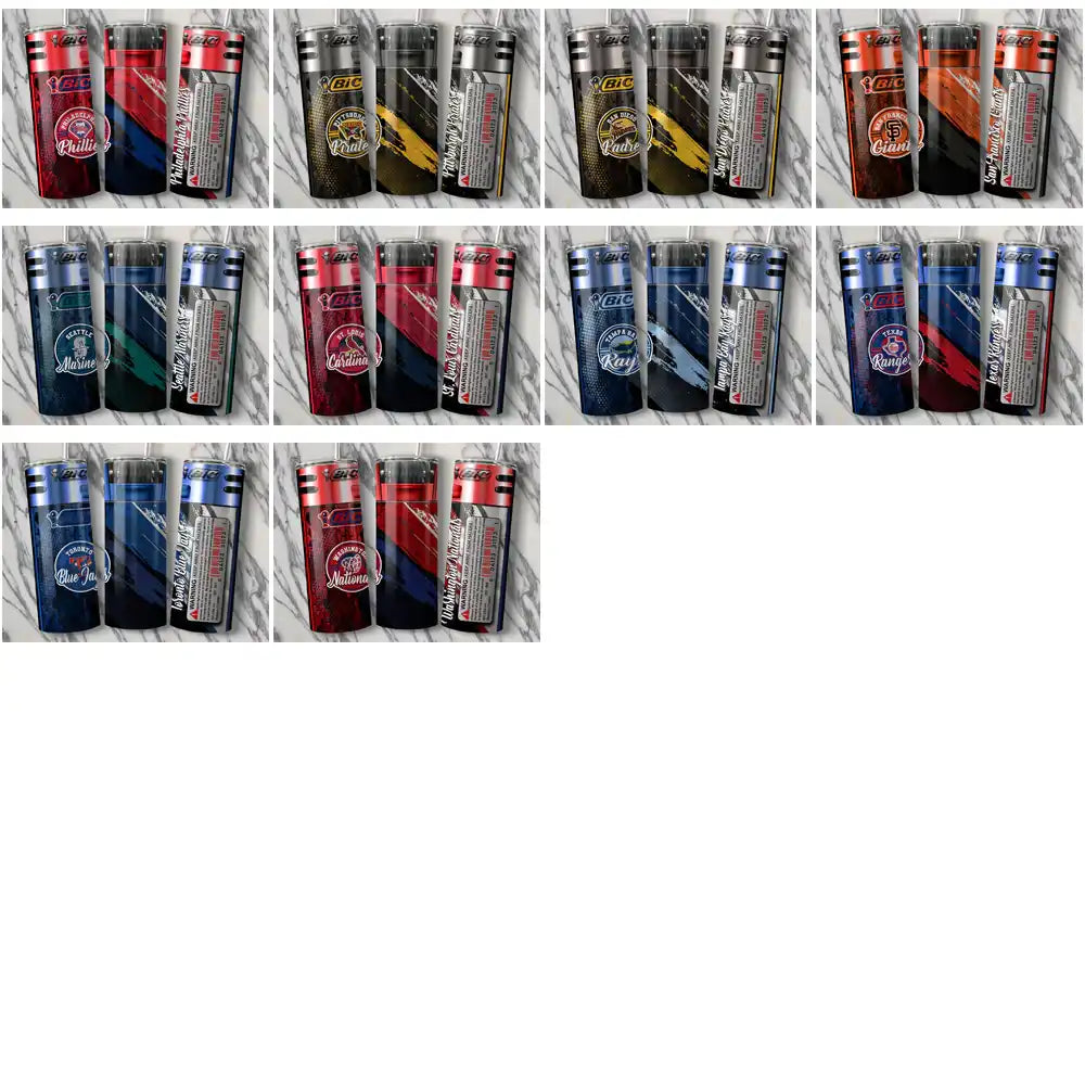 30 Baseball Teams BIC Lighter Tumbler Wrap Bundle JPG
