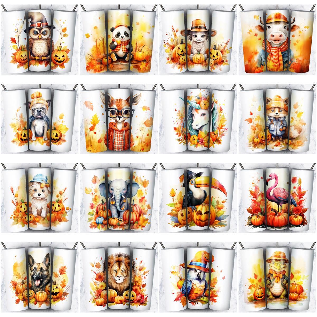 85 Autumn Animals Tumbler Wrap Designs Bundle JPG