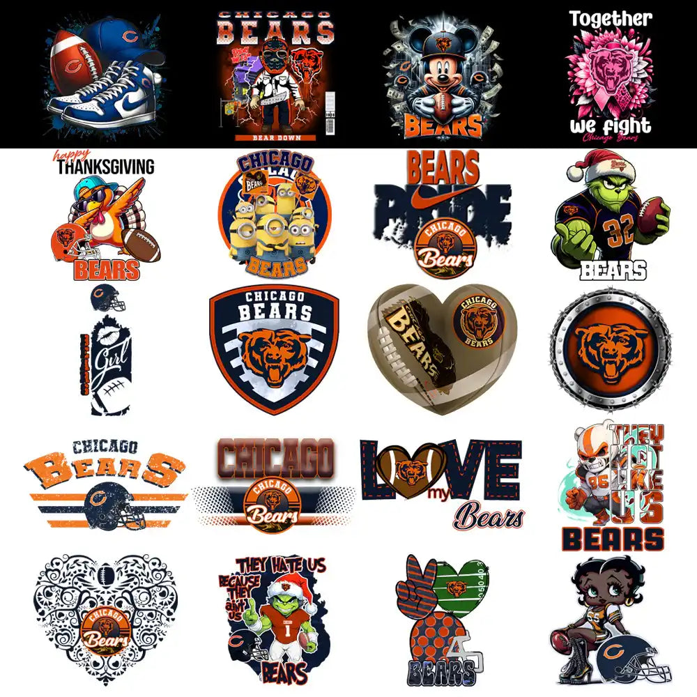 49 Chicago Bears V3 Football Designs Bundle PNG