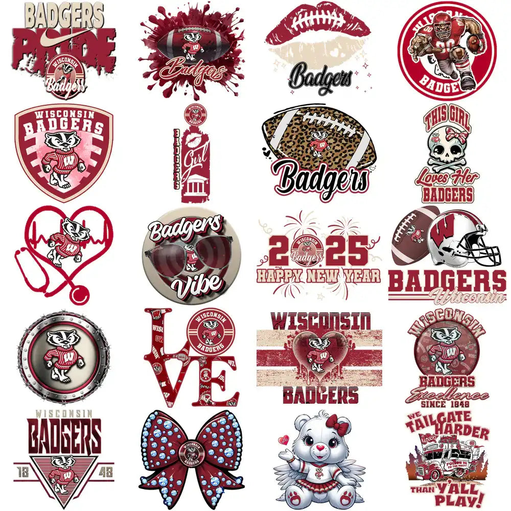 85 Wisconsin Badgers Designs Bundle PNG