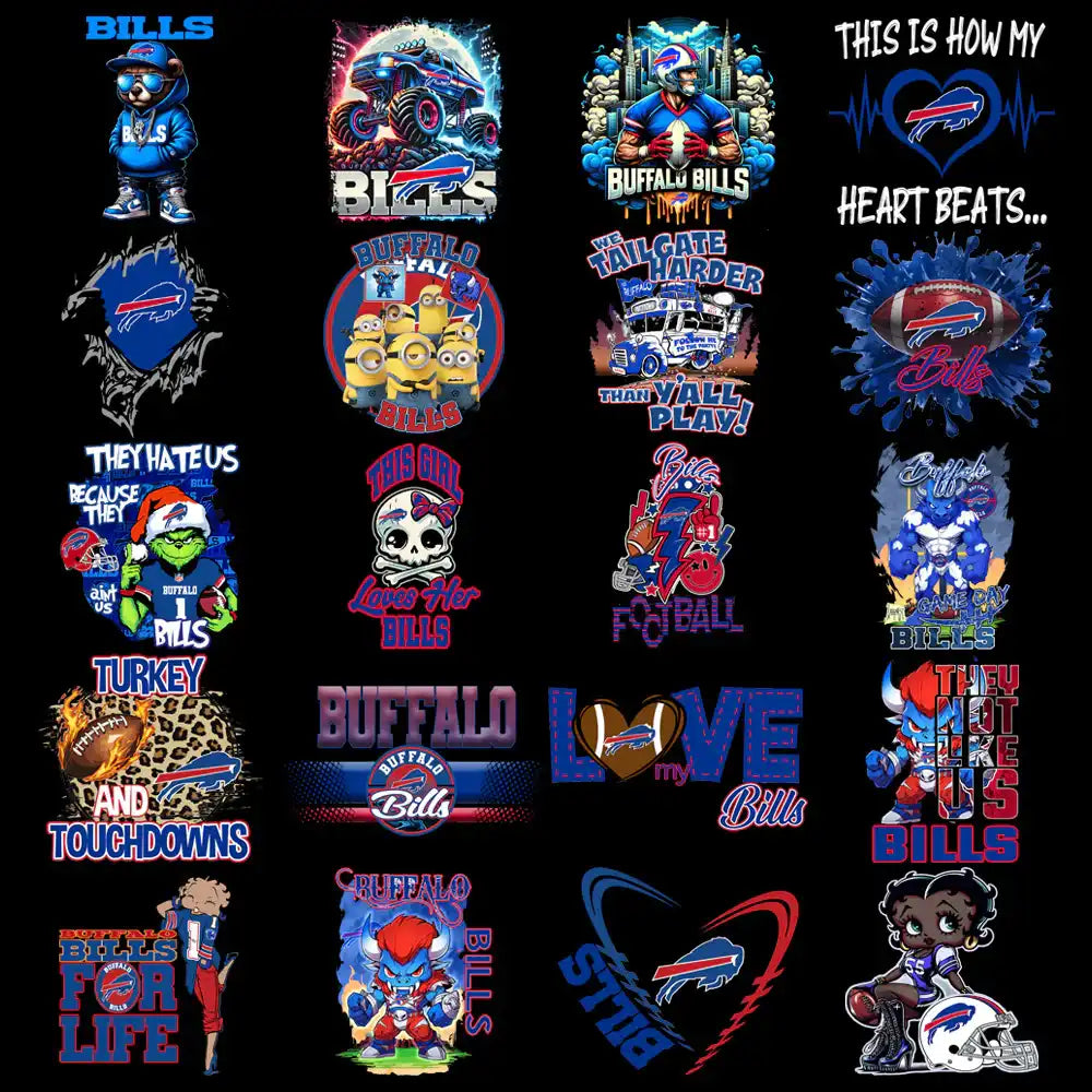 49 Buffalo Bills V3 Football Designs Bundle PNG