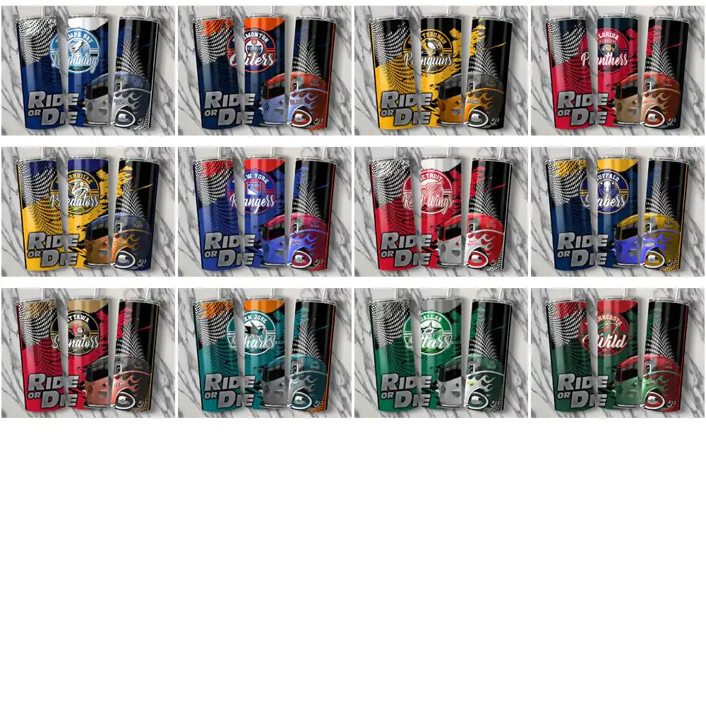 32 Ice Hockey Teams RIDE or DIE Tumbler Wrap Bundle JPG