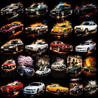 Load image into Gallery viewer, Classic and modern cars with fiery effects, ideal for DTF/DTG and embroidery designs

