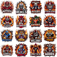 Load image into Gallery viewer, 130 College Football NCAA Teams Mascots on Fire Designs Bundle PNG

