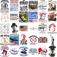 Load image into Gallery viewer, Vintage military &amp; WWII-themed print designs for DTF/DTG, embroidery, tumblers. Patriotic, historical, aircraft, tanks, heroes.
