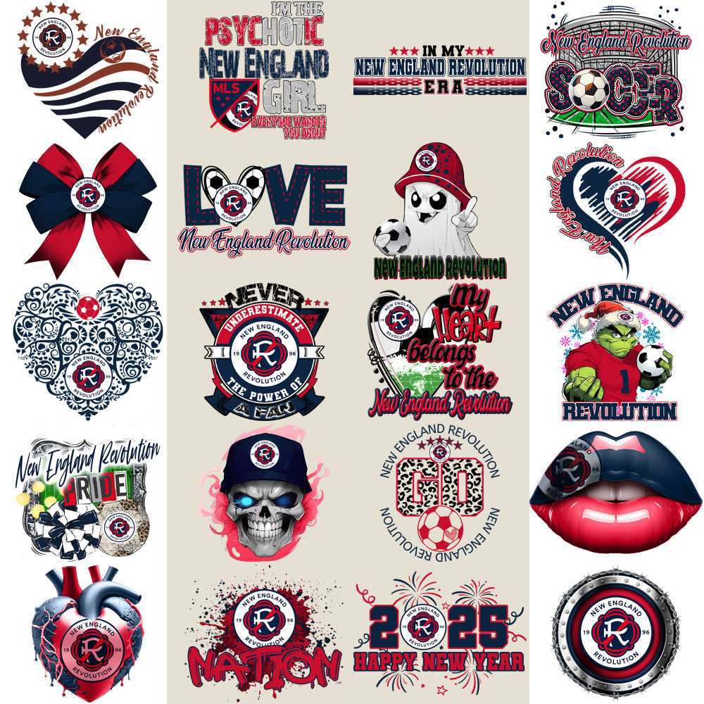 22 New England Revolution Soccer Designs Bundle PNG