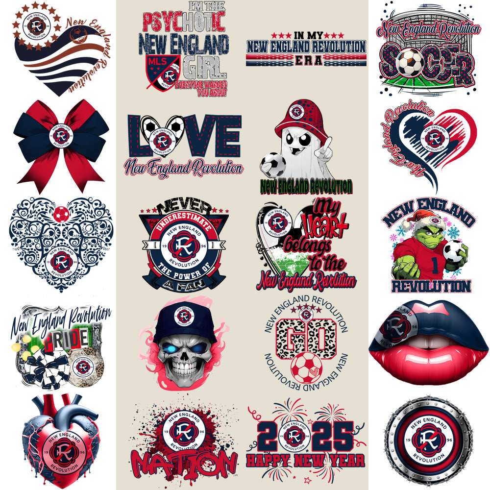 22 New England Revolution Soccer Designs Bundle PNG