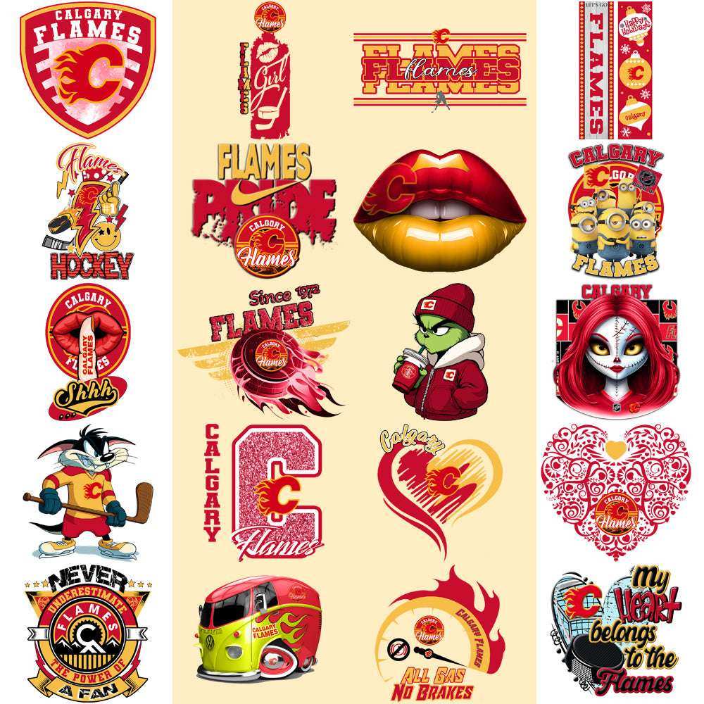 36 Calgary Flames Ice Hockey Designs Bundle PNG