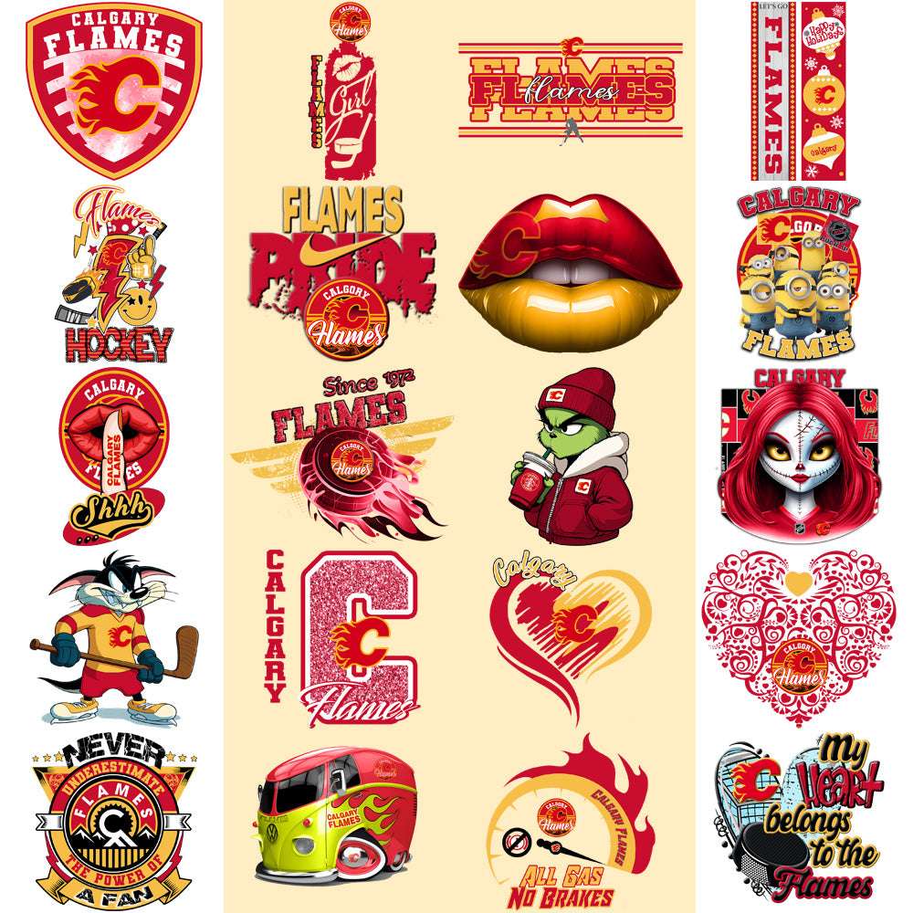36 Calgary Flames Ice Hockey Designs Bundle PNG