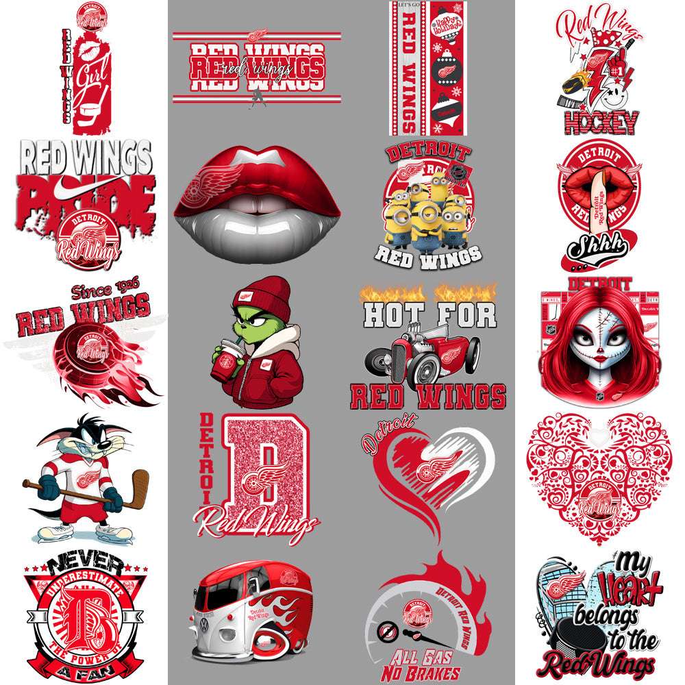 36 Detroit Red Wings Ice Hockey Designs Bundle PNG