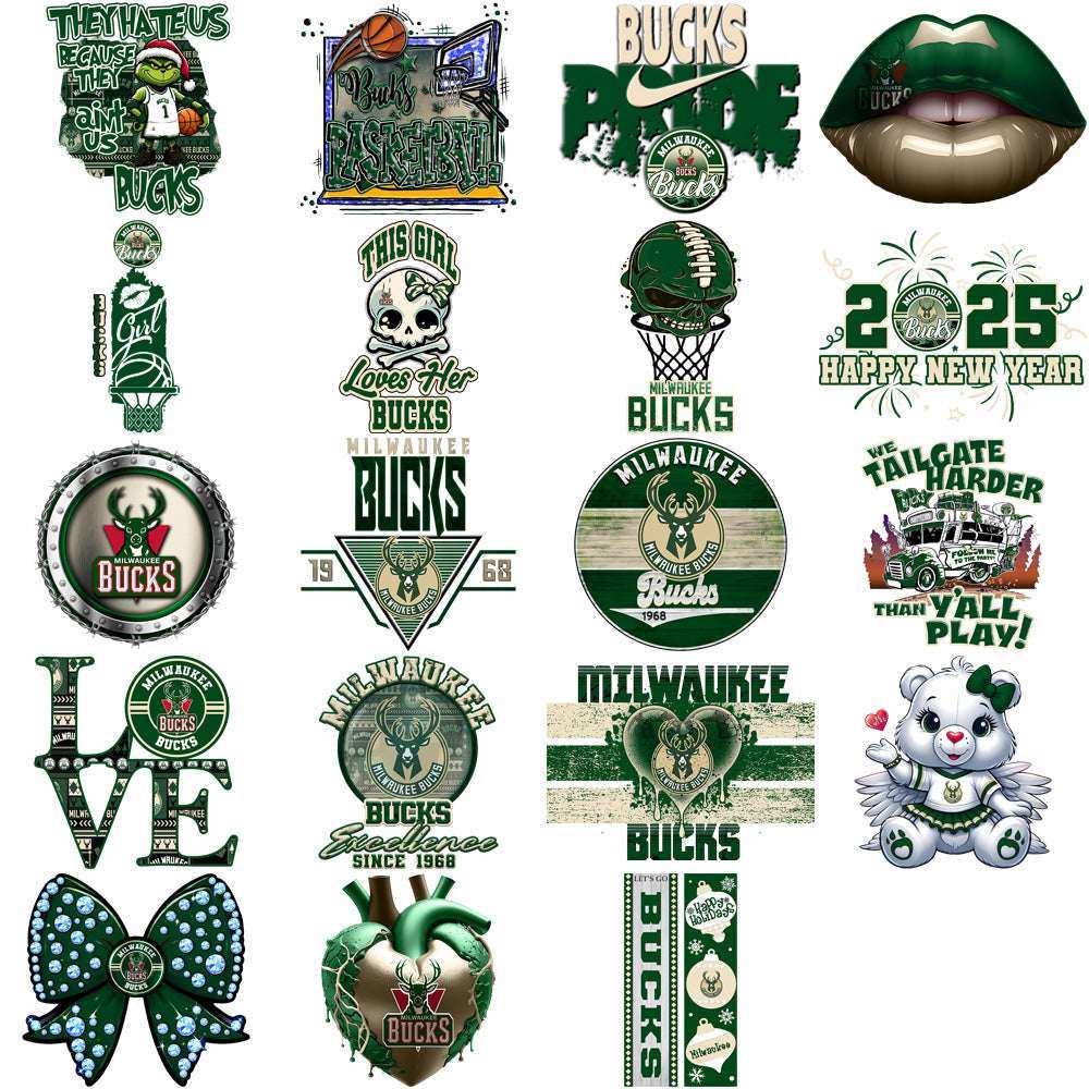 57 Milwaukee Bucks Basketball Designs Bundle PNG