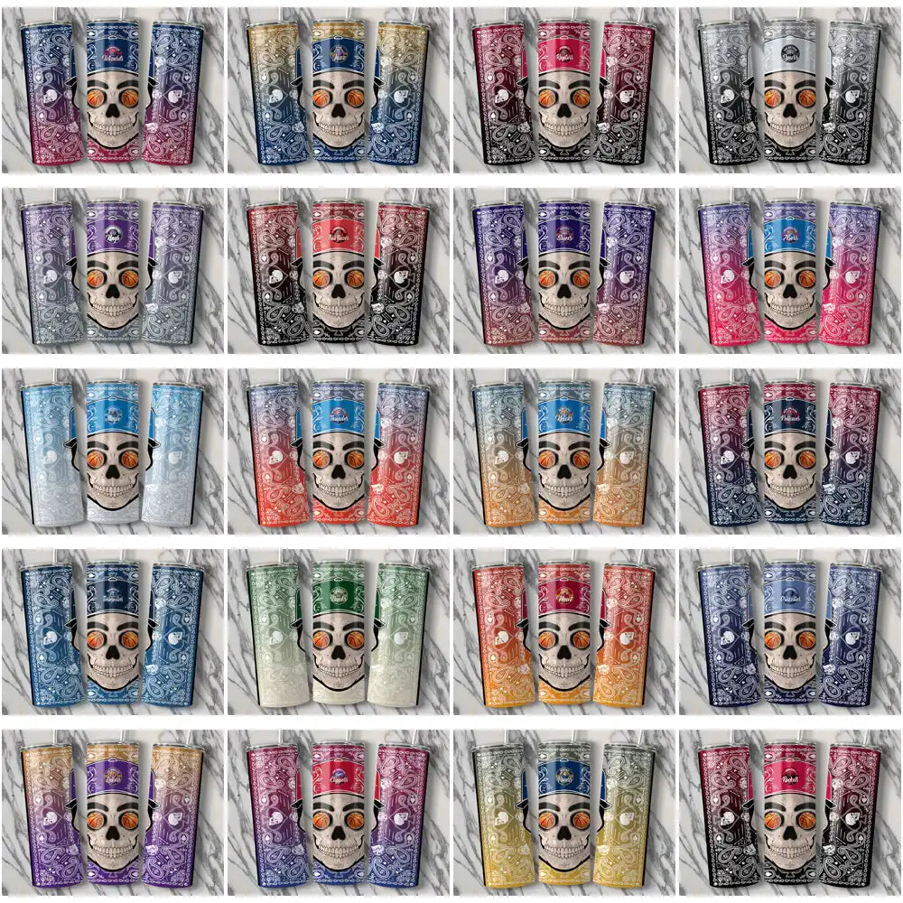 30 Basketball Teams Skull Handkerchief Tumbler Wrap Bundle JPG