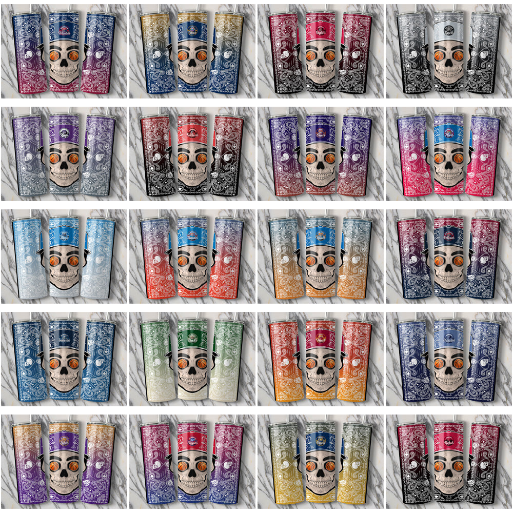 30 Basketball Teams Skull Handkerchief Tumbler Wrap Bundle JPG