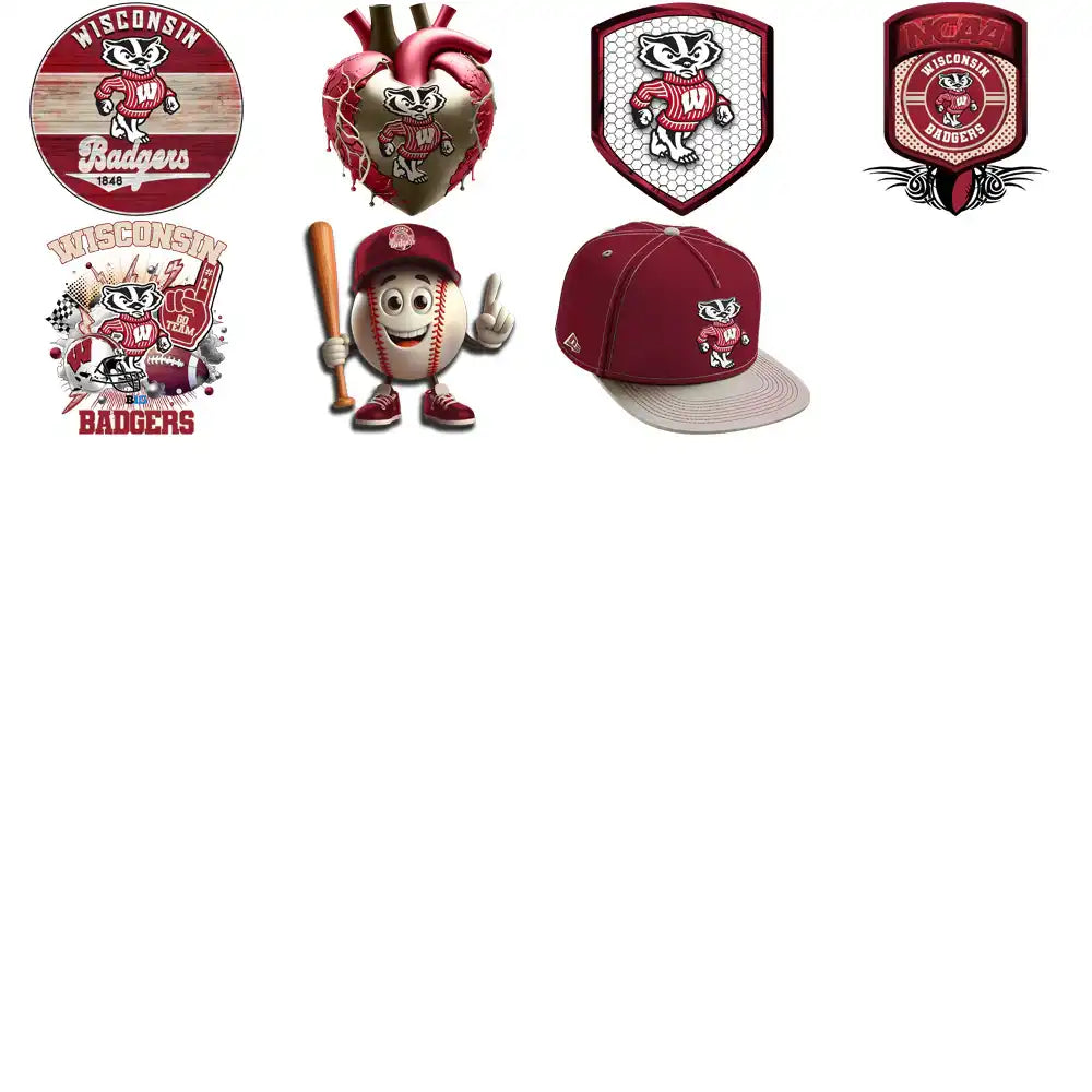 85 Wisconsin Badgers Designs Bundle PNG