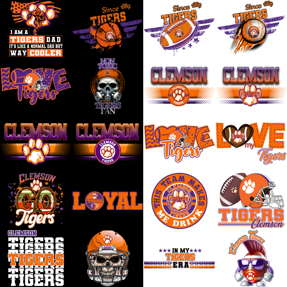 97 Clemson Tigers Designs Bundle PNG
