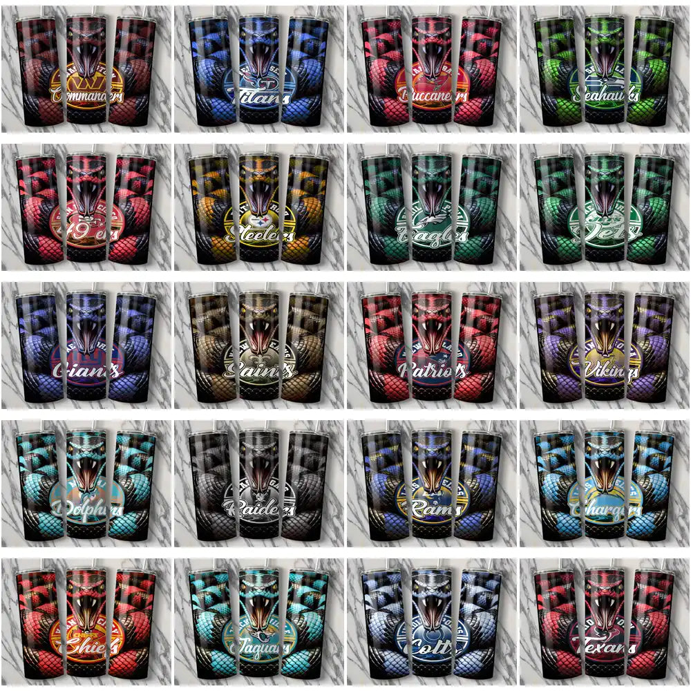 32 Football Teams Rattle Snake Tumbler Wrap Bundle JPG
