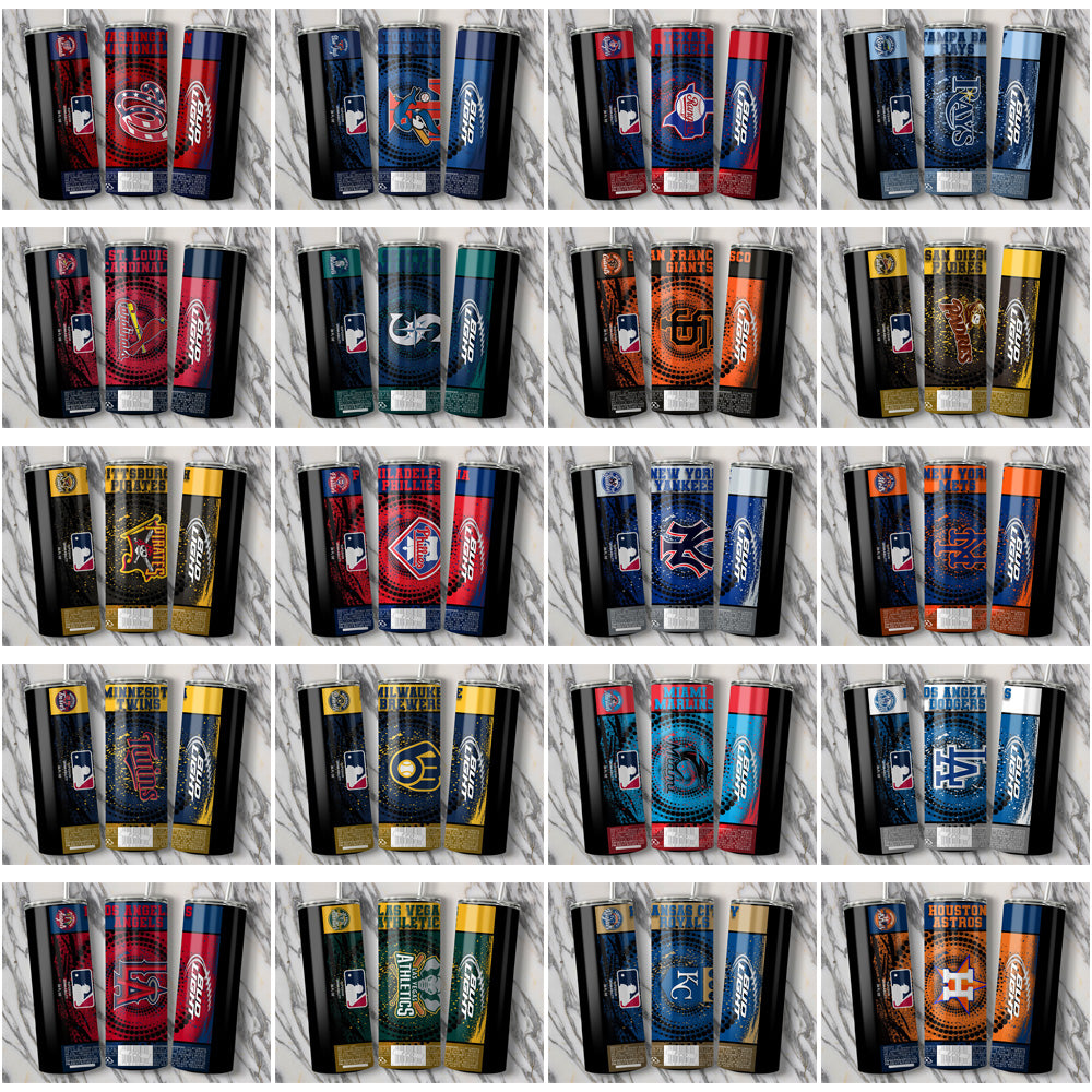 30 Baseball Teams Bud V3 Square Tumbler Wrap Bundle JPG