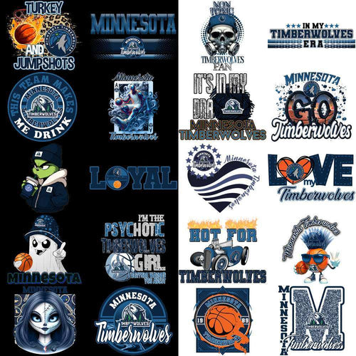 55 Minnesota Timberwolves Basketball Designs Bundle PNG
