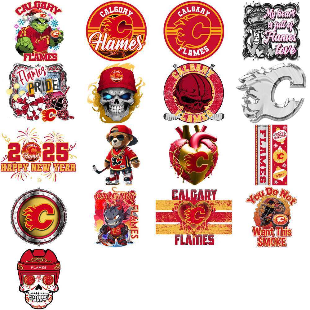 36 Calgary Flames Ice Hockey Designs Bundle PNG