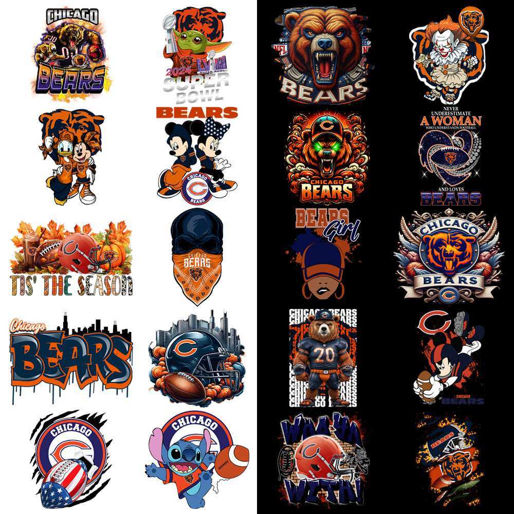 49 Chicago Bears V4 Football Designs Bundle PNG