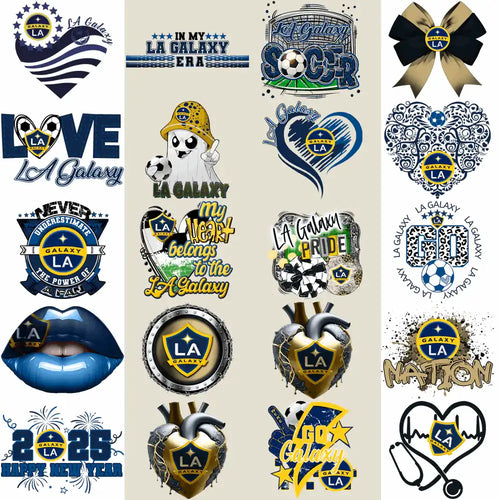 20 LA Galaxy Soccer Designs Bundle PNG