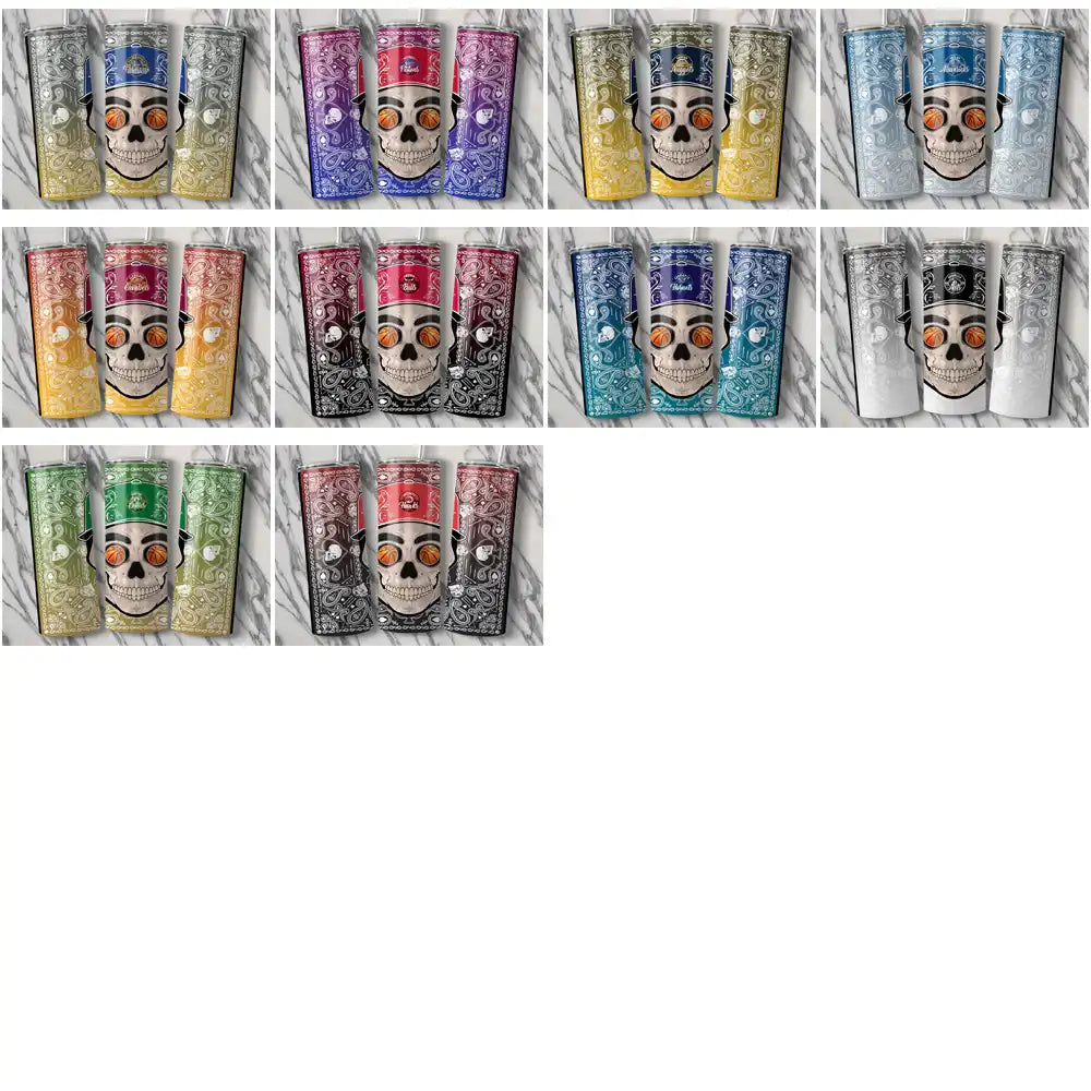 30 Basketball Teams Skull Handkerchief Tumbler Wrap Bundle JPG