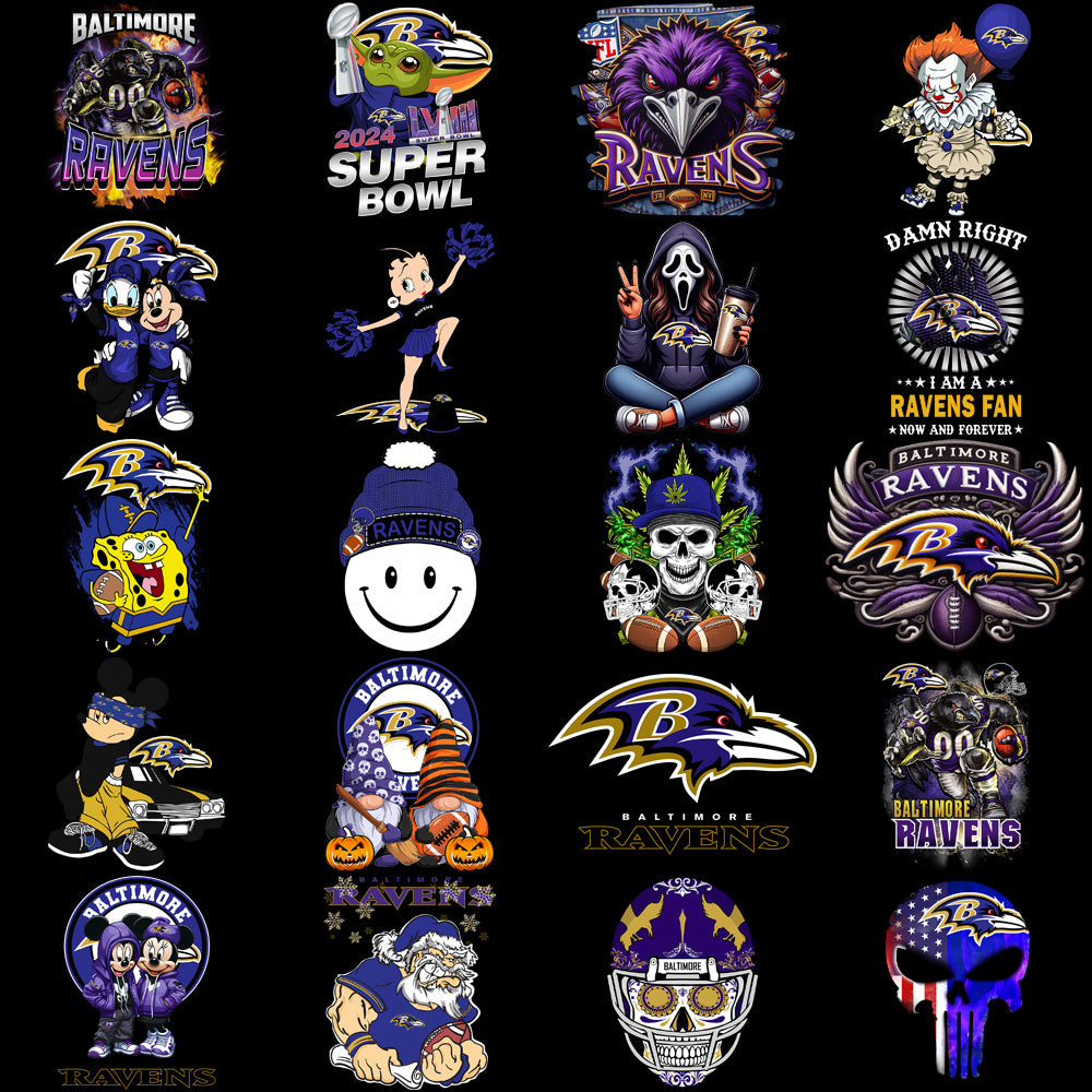 48 Baltimore Ravens V4 Football Designs Bundle PNG