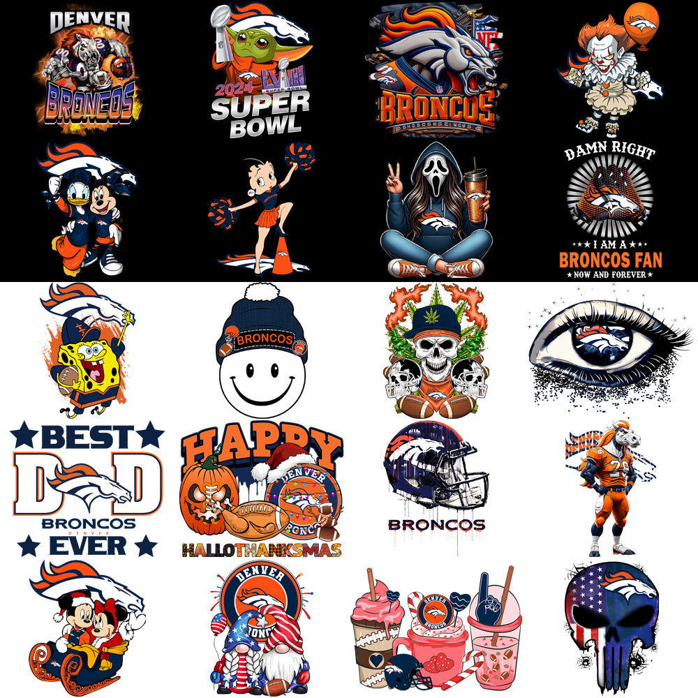 48 Denver Broncos V4 Football Designs Bundle PNG