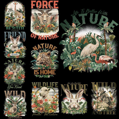 9 Designs mit Natur- und Tierliebhabern PNG-Bundle