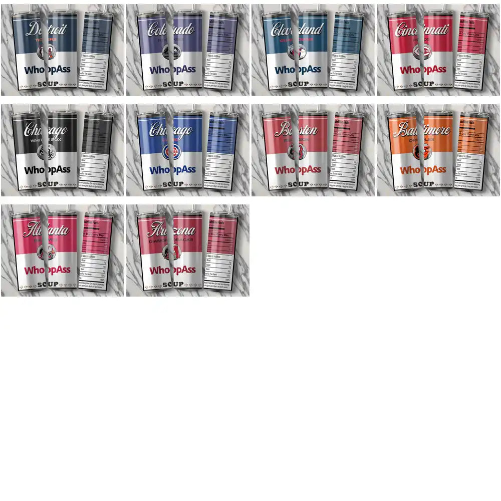 30 Baseball Teams Soup Can Tumbler Wrap Bundle JPG