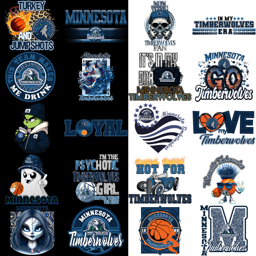 55 Minnesota Timberwolves Basketball Designs Bundle PNG