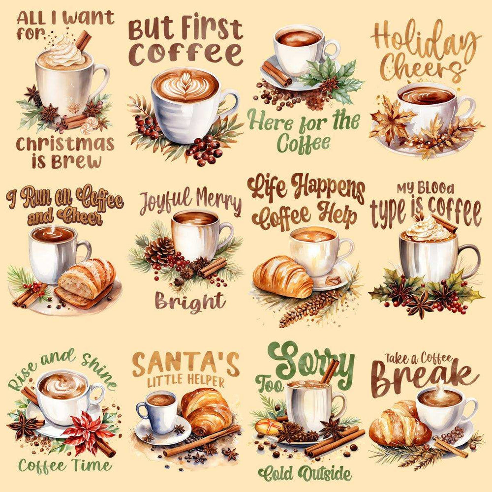 11 Christmas Coffee Late Designs Bundle PNG