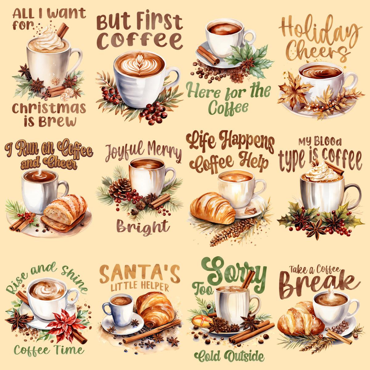 11 Christmas Coffee Late Designs Bundle PNG