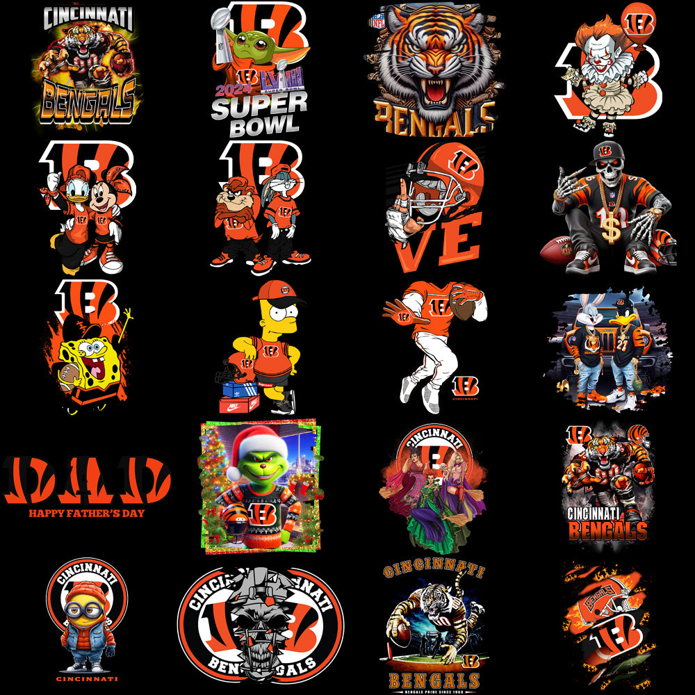 49 Cincinnati Bengals V4 Football Designs Bundle PNG