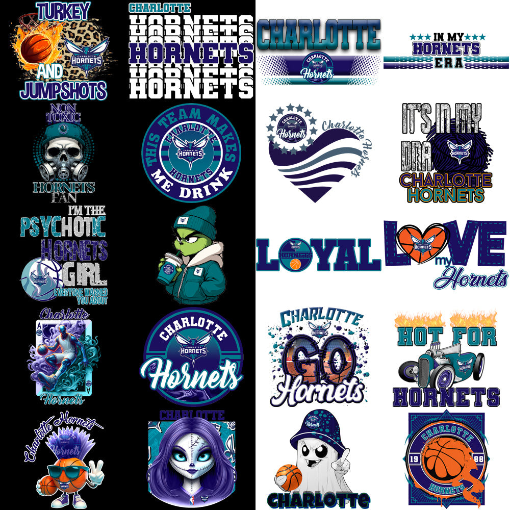 56 Charlotte Hornets Basketball Designs Bundle PNG