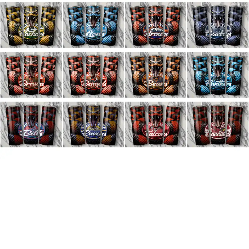 32 Football Teams Rattle Snake Tumbler Wrap Bundle JPG