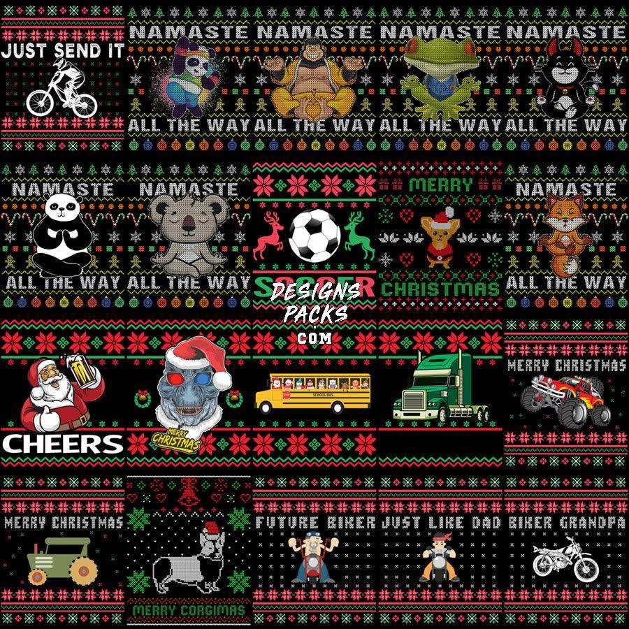 200 Mixed Ugly Sweater Christmas Designs Bundle PNG