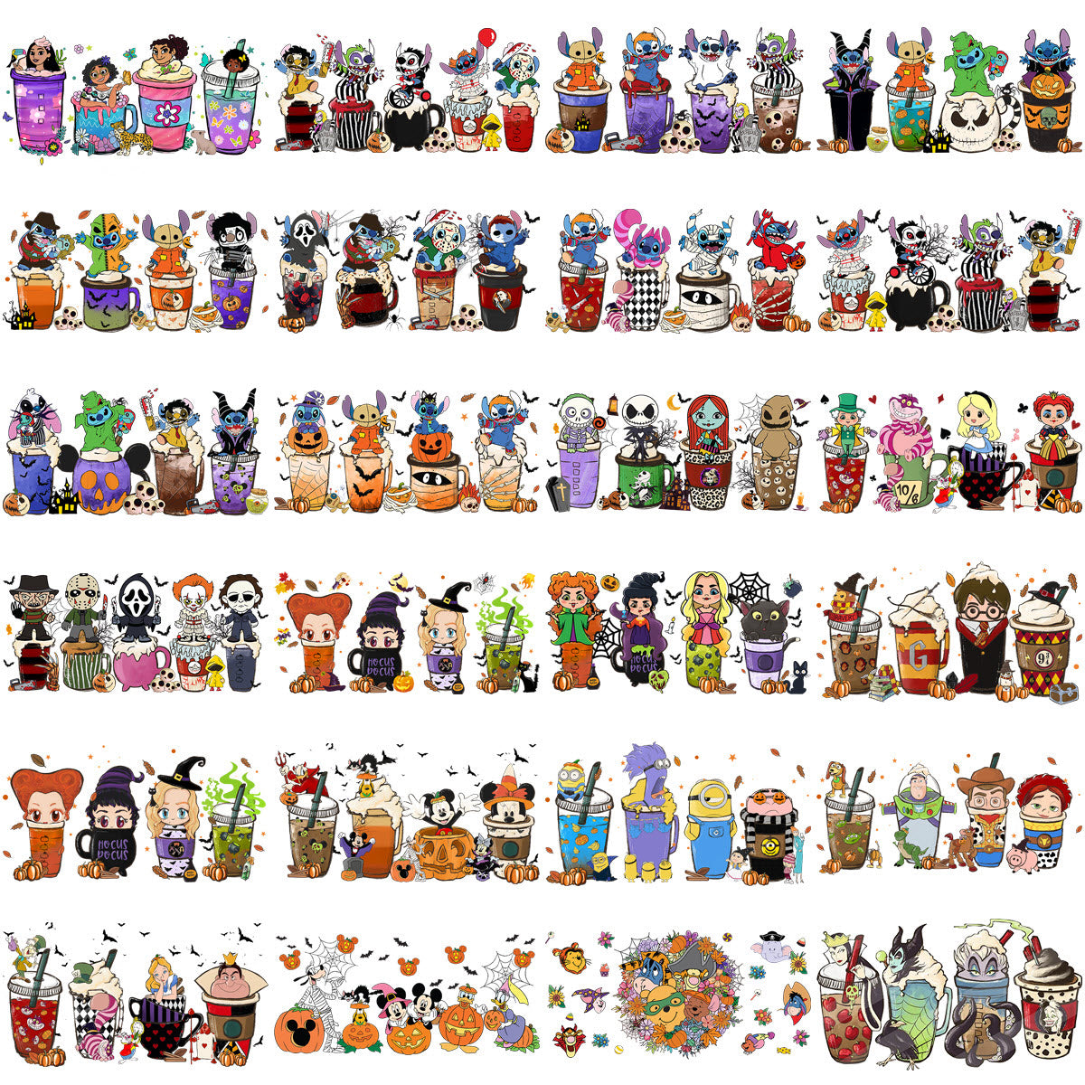 200 Drinks & Coffee Popculture Halloween Designs Bundle PNG