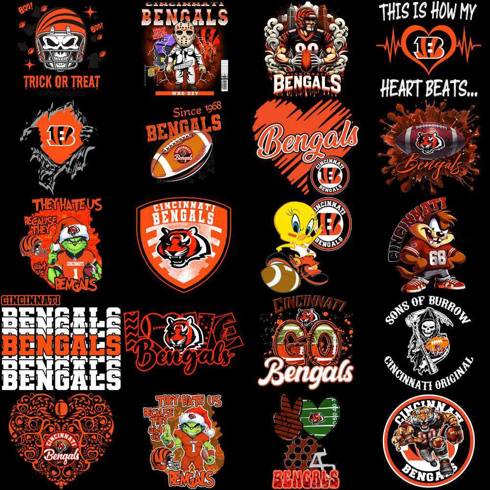 49 Cincinnati Bengals V4 Football Designs Bundle PNG
