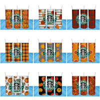 Load image into Gallery viewer, 11 Autumn Fall Starbucks Tumbler Wrap Designs Bundle JPG
