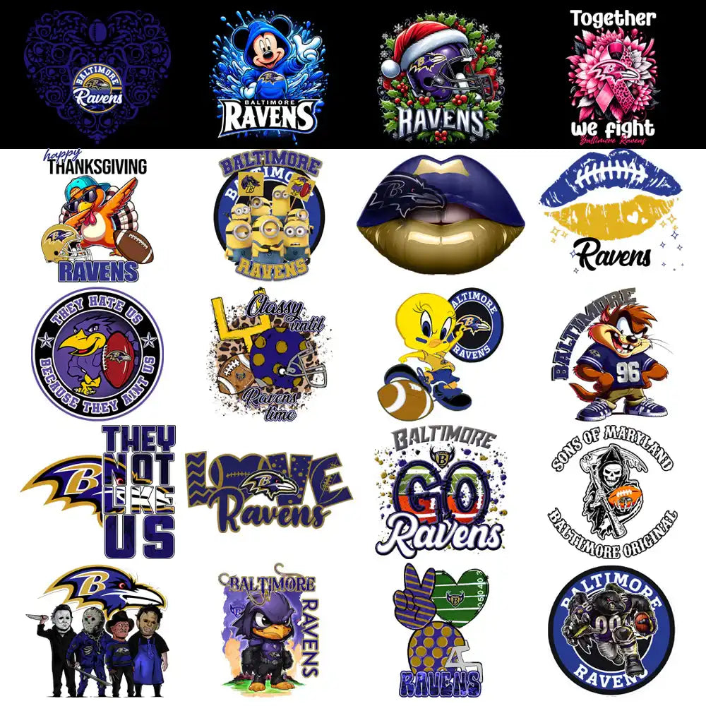 48 Baltimore Ravens V4 Football Designs Bundle PNG