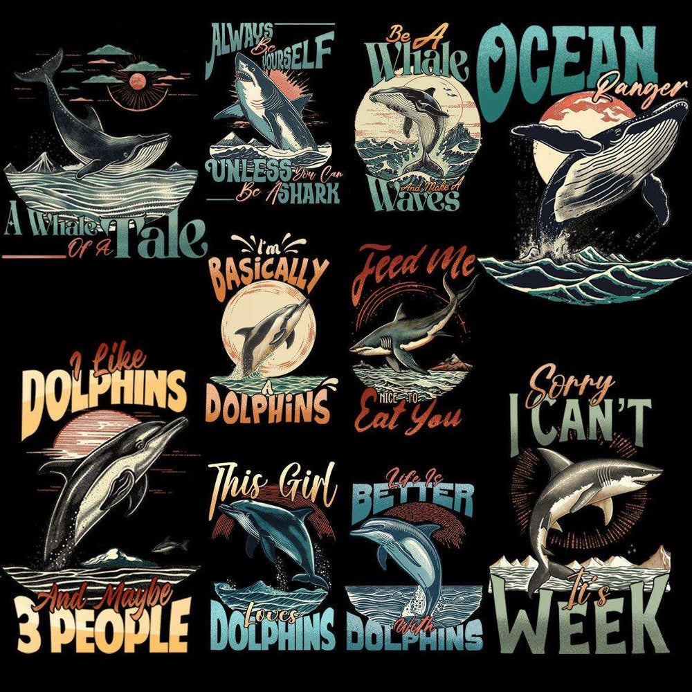 9 Great Fish Ocean Sea Animals Designs Bundle PNG