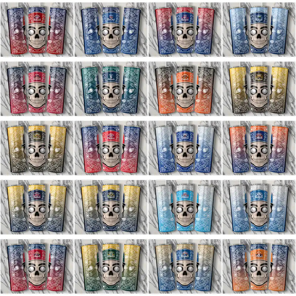 30 Baseball Teams Skull Handkerchief Tumbler Wrap Bundle JPG