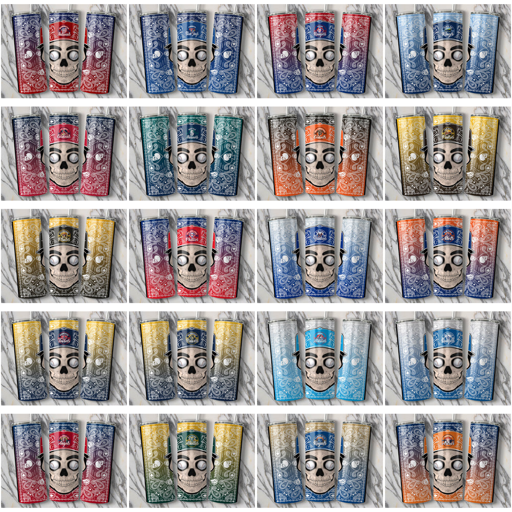 30 Baseball Teams Skull Handkerchief Tumbler Wrap Bundle JPG