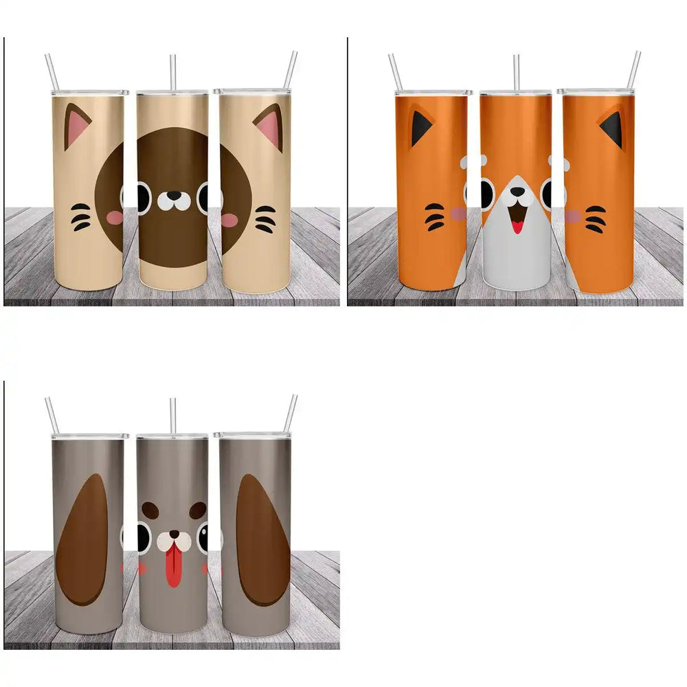 6 Cat Faces Tumbler Wrap Designs Bundle JPG