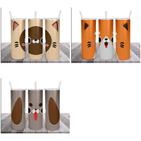 Load image into Gallery viewer, 6 Cat Faces Tumbler Wrap Designs Bundle JPG
