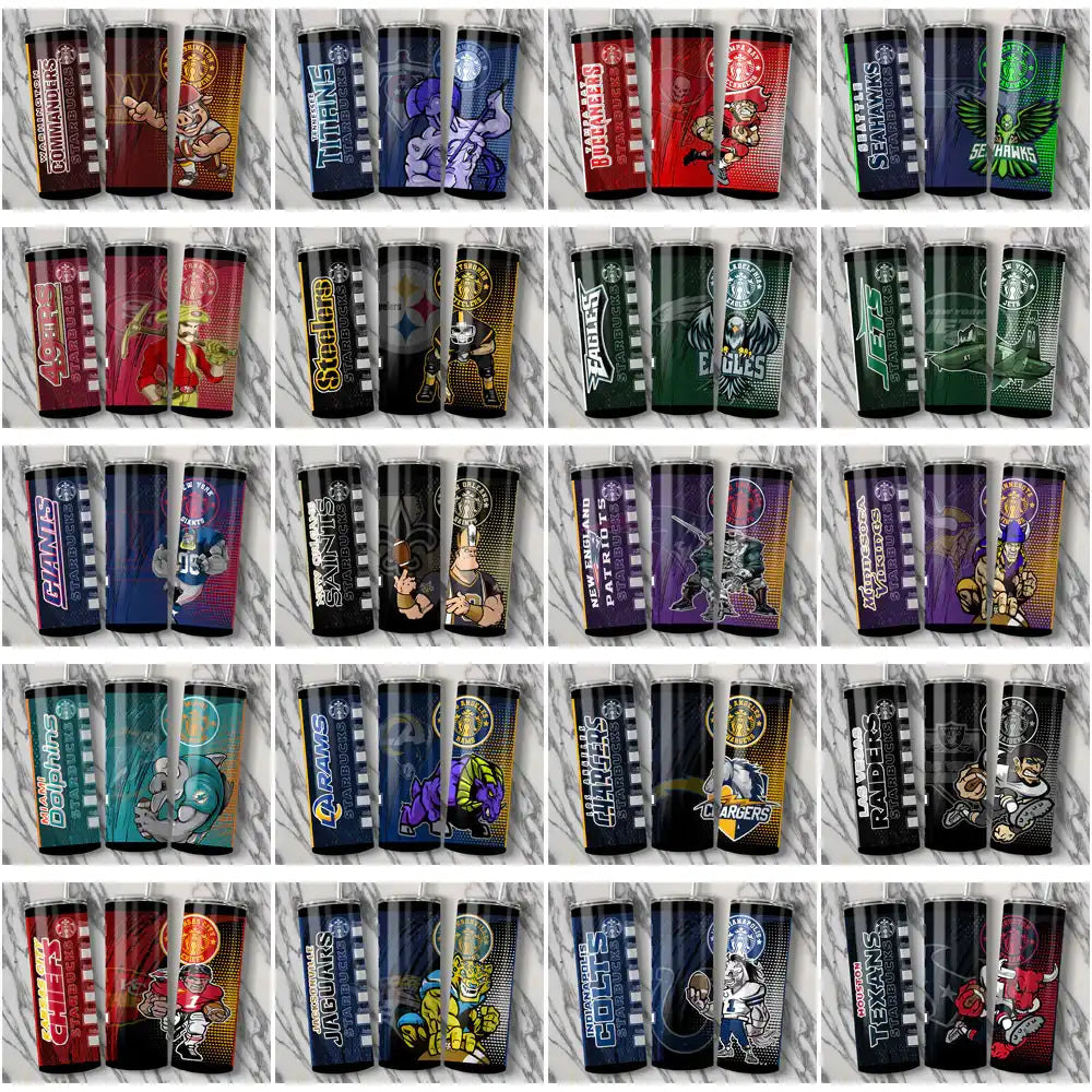 33 Football Teams Starbucks Tumbler Tumbler Wrap Bundle JPG