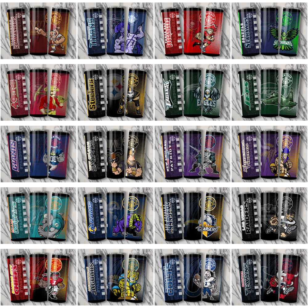 33 Football Teams Starbucks Tumbler Tumbler Wrap Bundle JPG