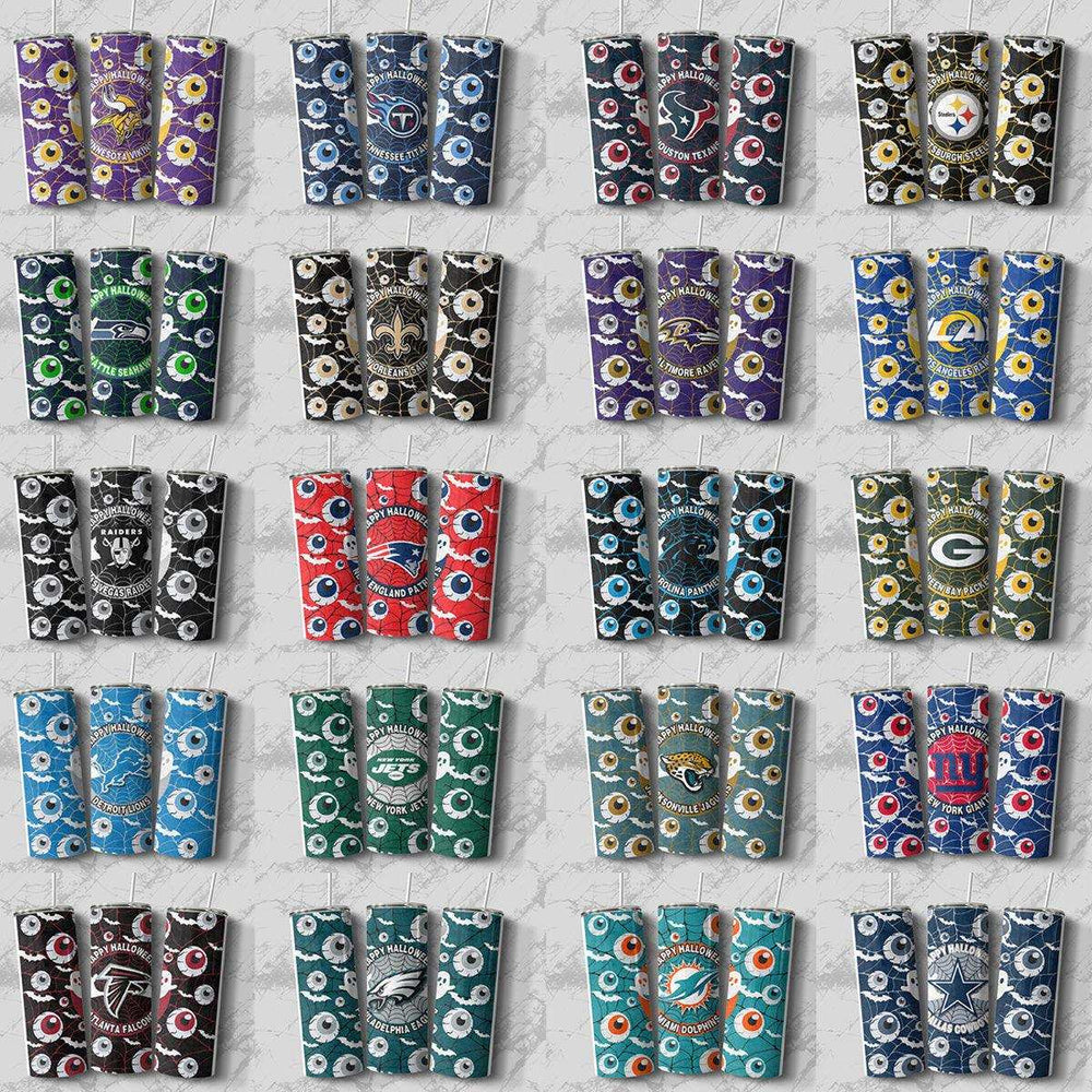 32 HALLOWEEN Horror Football Teams Sports Tumbler Wrap Bundle JPG
