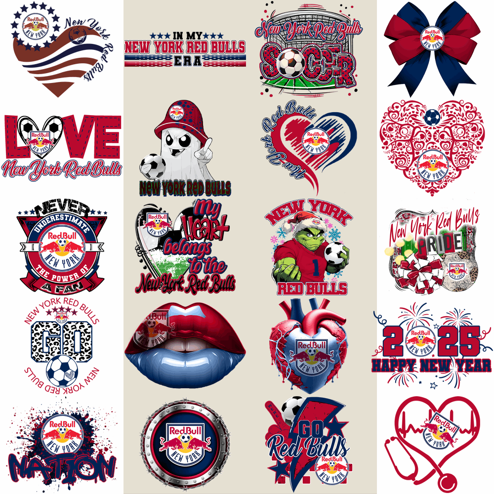 20 New York Red Bulls Soccer Designs Bundle PNG